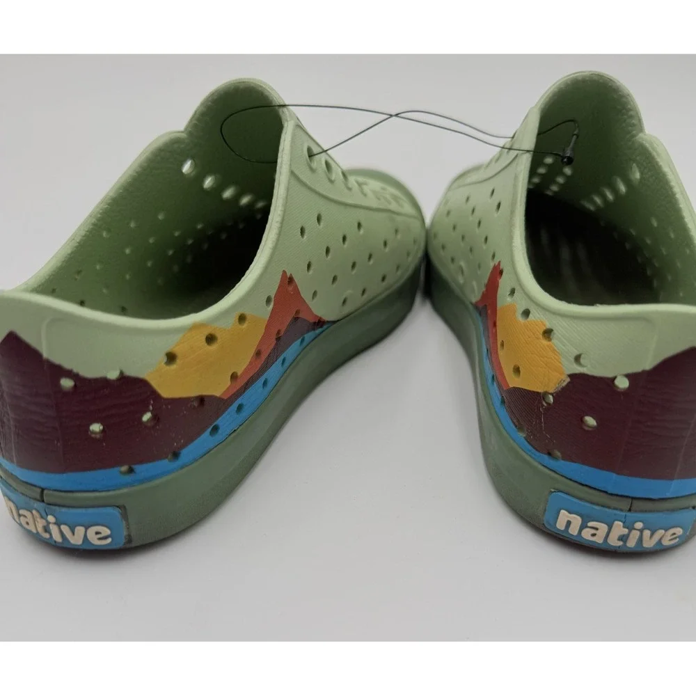 Native Youth Jefferson Slip On Shoes J1 Sage Green Mountain Perforated Kids